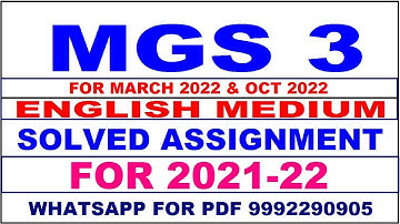 MGS 3 Solved Assignment 2021-22 in ENGLISH,  Whatsapp For Pdf  9992290905.