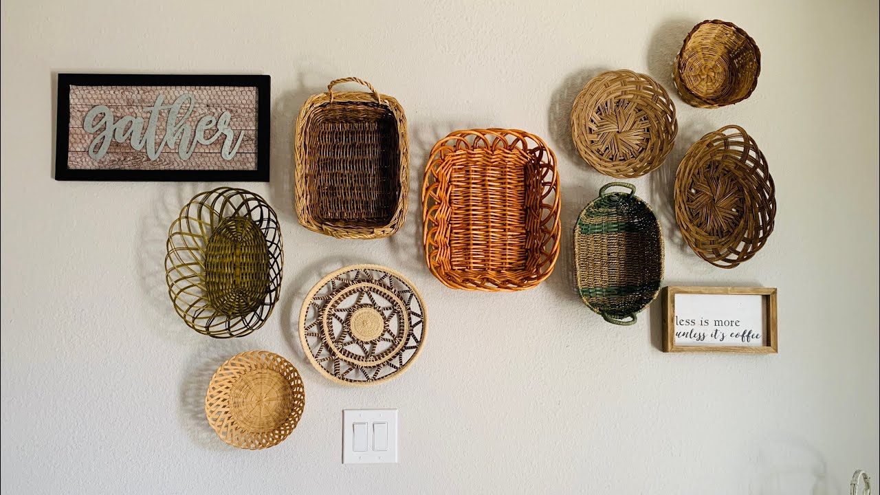 DIY bohemian & pinterest inspired basket wall !!