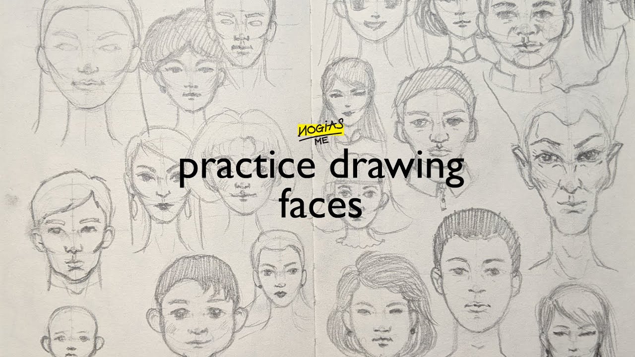 art journal - practice drawing faces, sketchbook