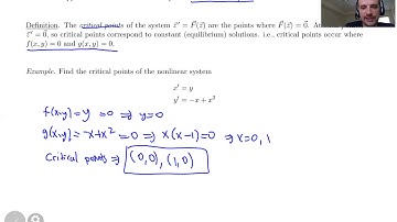 Section 8.1 Linearization, Critical Points and Equilibria - Part 1