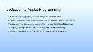 Introduction to Applet Programming | Lecture 34: Applet Programming—I