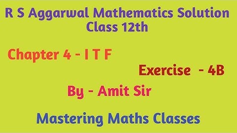 R S Aggarwal Solution Class 12th Maths / Inverse Trigonometric Function / Ex - 4B