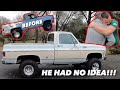 WE BUILT HIS DREAM TRUCK IN TWO WEEKS AS A CHRISTMAS SURPRISE!!! A SQUAREBODY JUST LIKE HIS DAD HAD!
