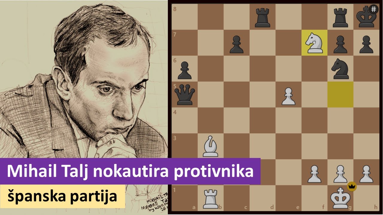 Mihail Talj dvojnim udarom nokautira svog protivnika - španska partija