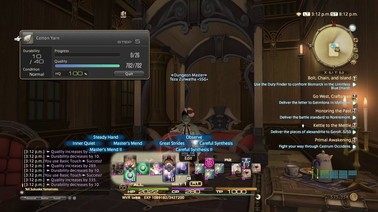 Final Fantasy Xiv Making Items Hq Weaver Youtube