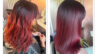 Learn how to apply a full head of gloss red/purple or cherry cola