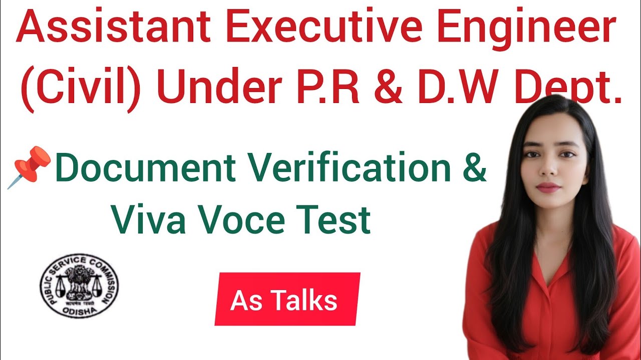 Assistant Executive Engineer Civil under PR and DW Department Document Verification and Viva Voce 