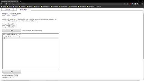 Logic-2 (lone_sum) Python Tutorial || Codingbat.com