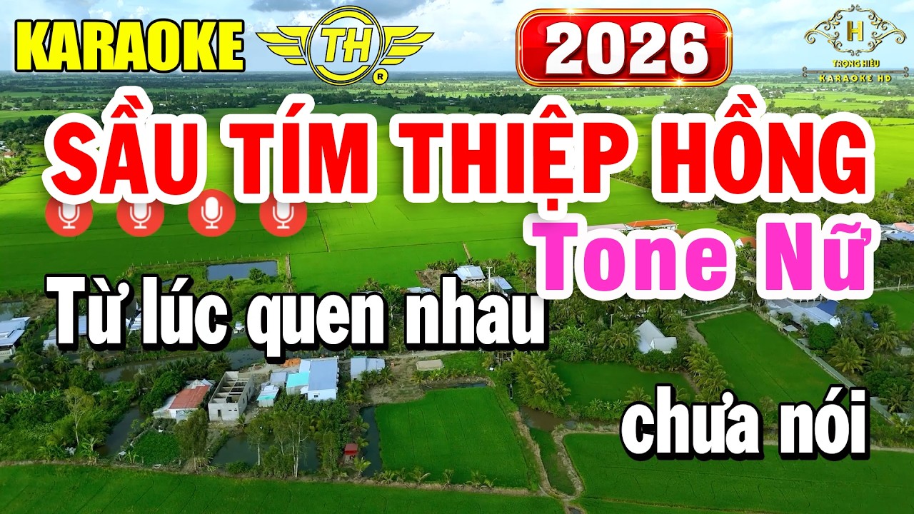 Sầu Tím Thiệp Hồng Karaoke Tone Nữ ( Am ) Nhạc Sống 2026 | Trọng Hiếu