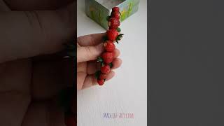 Sweet Strawberry barrette.  Handmade berries jewelry.