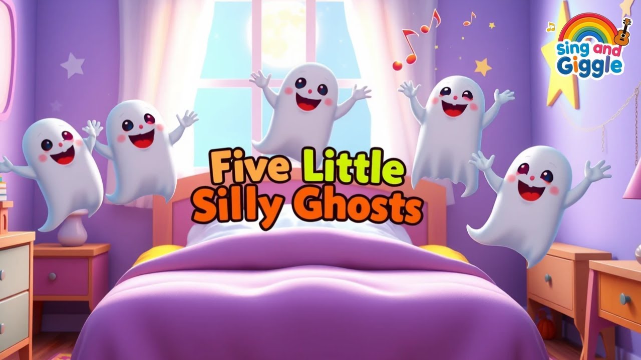 Five Little Silly Ghosts Jumping On The Bed - YouTube