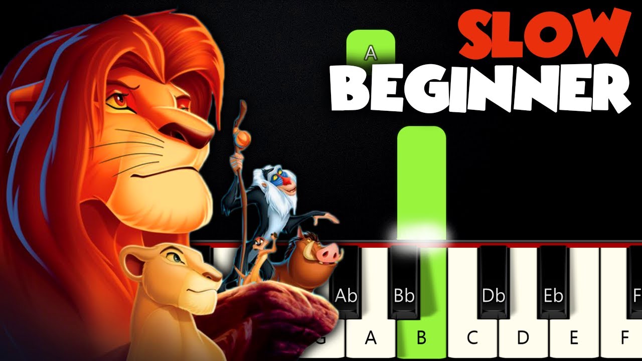 Can You Feel The Love Tonight - The Lion King | SLOW BEGINNER PIANO ...