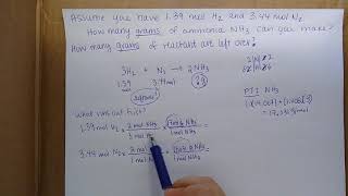 Limiting reactant example 2 - how much excess reactant is left