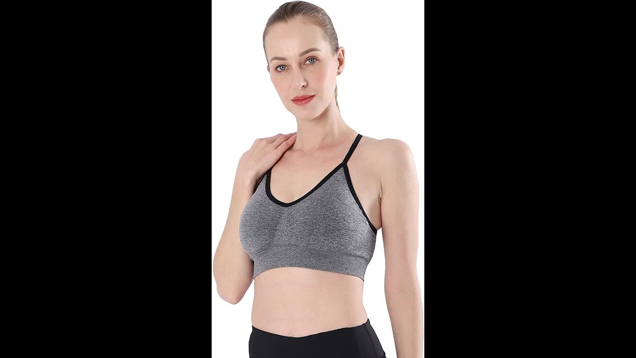 AKAMC 3 Pack Women's Medium Support Cross Back Wirefree Removable Cups Yoga  Sport Bra - YouTube