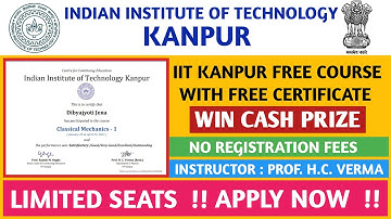 IIT Kanpur Free Course With Free Certificate || IIT Kanpur Free Certificate | IIT Free Online Course