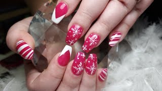 Christmas Nails || Snow Flakes, V French, Candy 🍬 and coffin shape