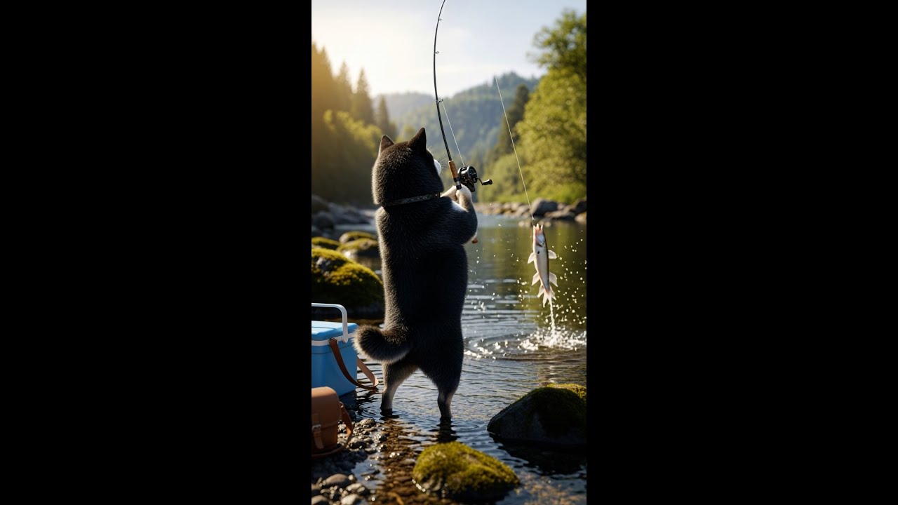 さぶろうパパがお魚釣りに行ったワン🐟🐶 Fishing Time with Daddy Saburo#柴犬はるの子育て日記 #柴犬 #癒し動画 #shibainu #ai #ai生成動画