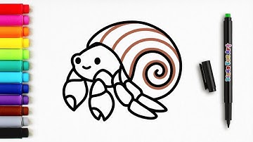 How to Draw a Hermit Crab | Animal Drawing Easy