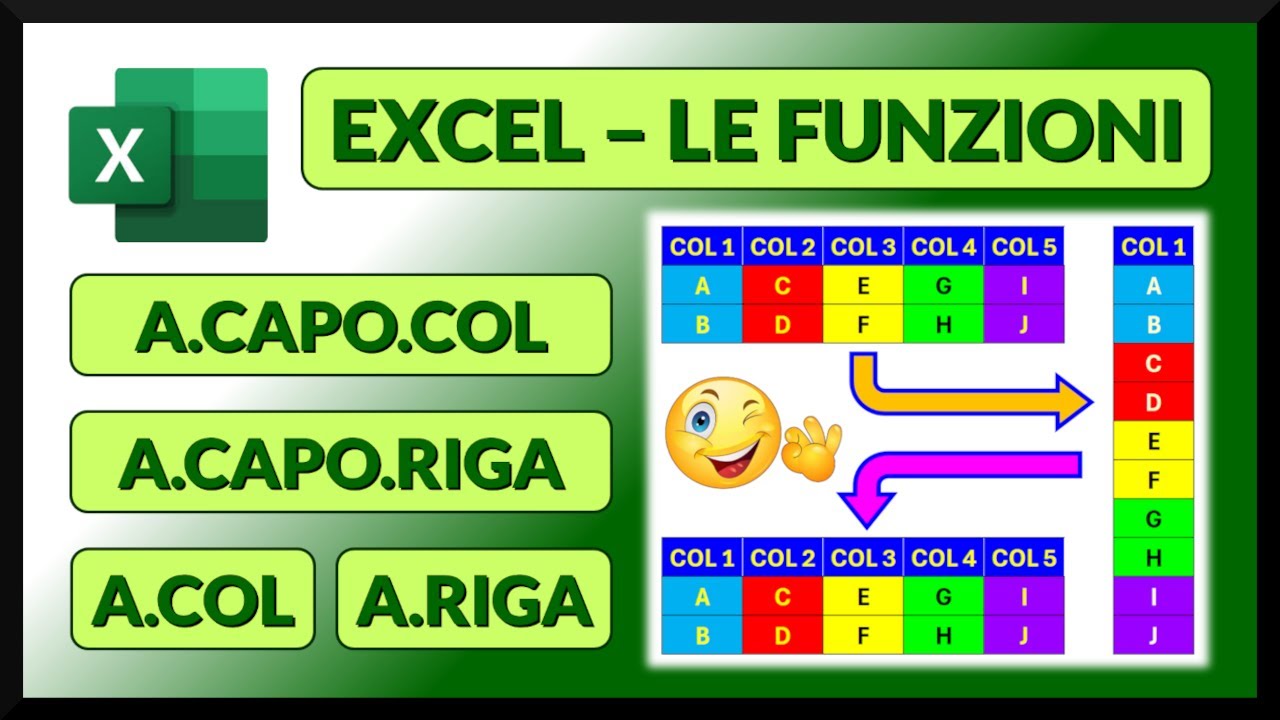 🟢29 MS Excel – Le funzioni A.CAPO.COL, A.CAPO.RIGA, A.COL, A.RIGA - YouTube