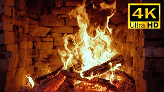 Relieve & Goodbye Stress With Fireplace Sounds At Night 4K Uhd 🔥 Fireplace With Burning Logs