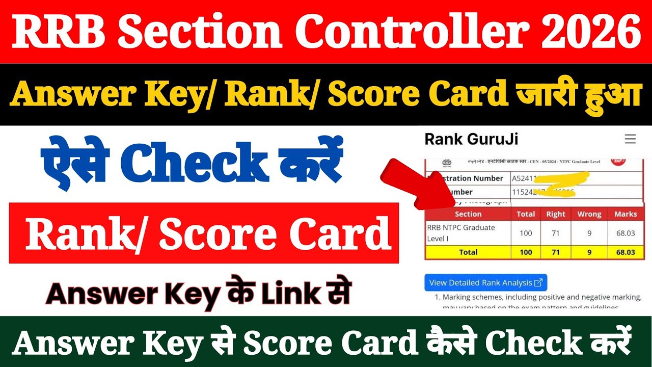 RRB Section Controller Score Card 2026 Kaise Dekhe ? How to Check Section Controller Score Card 2026