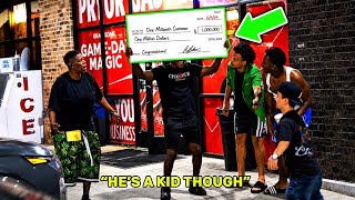 Give Homeless Guy Money And Win $1,000,000 Prank!
