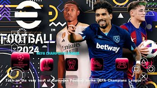 eFOOTBALL PES 2024 PPSSPP OFFLINE REAL FACES CAMERA PS5 NEW KITS & LATEST TRANSFERS 2024 GRAPHICS HD