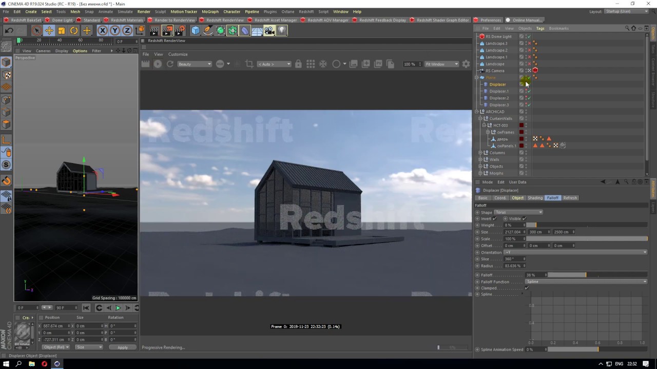 Redshift Render exterior Cinema 4d part 2. Landscape modeling ...
