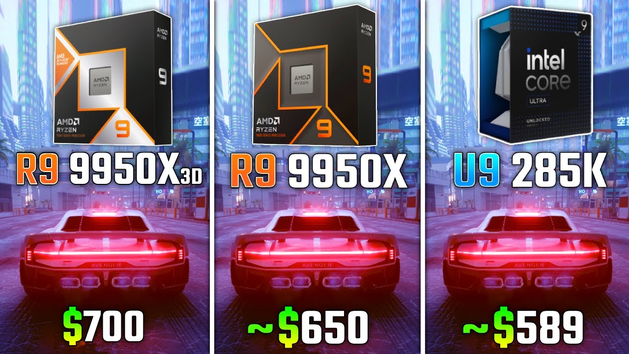RYZEN 9 9950X3D vs RYZEN 9 9950X vs INTEL ULTRA 9 285K | Test in 6 ...