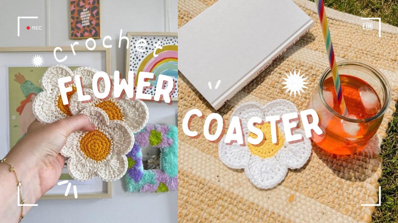 Crochet flower coaster 🌸 Hướng dẫn móc miếng lót ly hình bông hoa cho người mới bắt đầu.