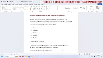 NURS 6521 Final Exam Question 80 / NURS 6521 Advanced Pharmacology.