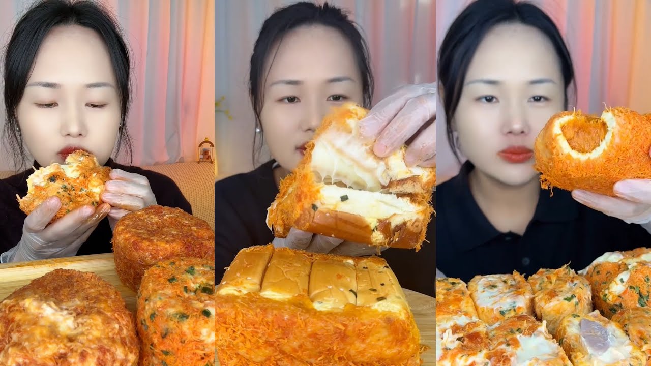 asmr mukbang - korean garlic cream cheese bread eating sound