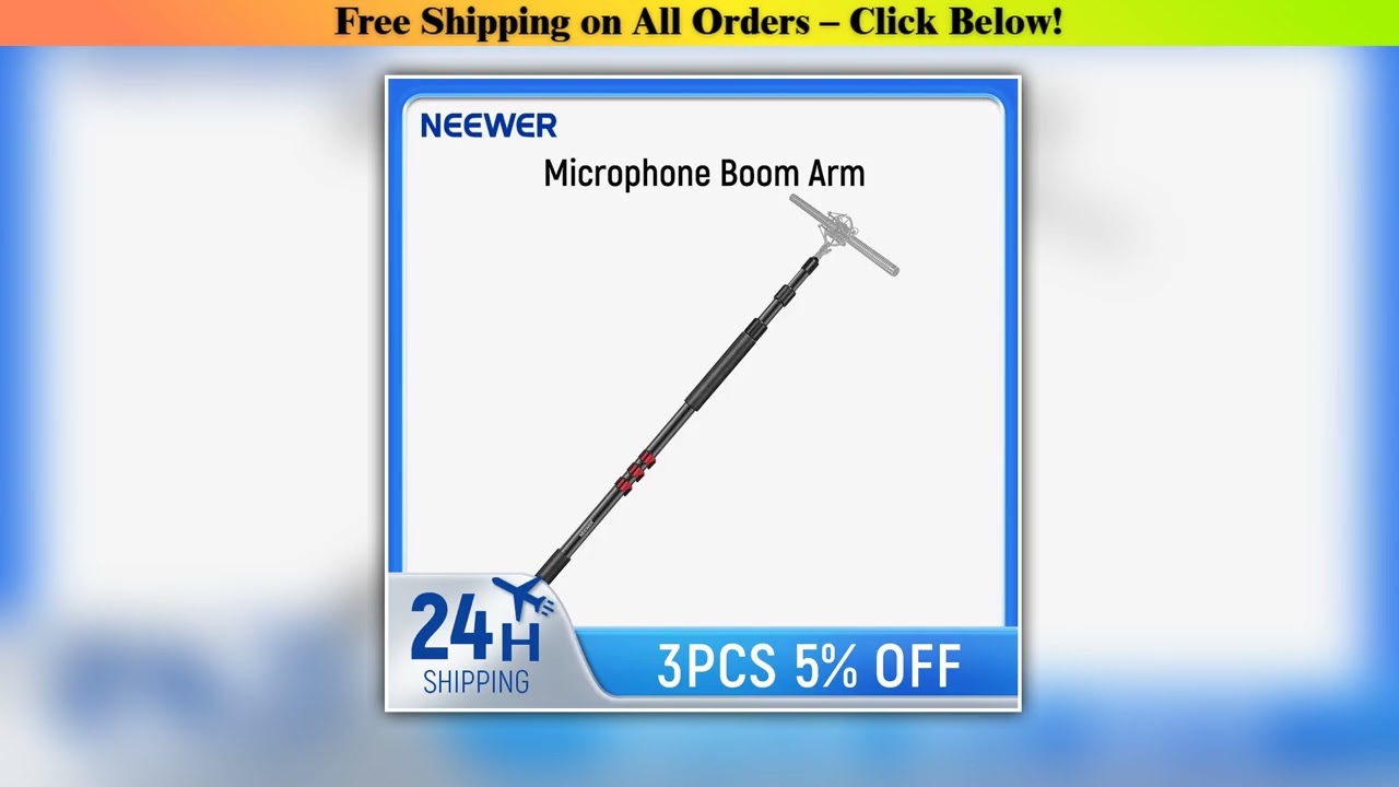 NEEWER NW-7000 Microphone Boom Arm, 3 Section Extendable Handheld Mic Arm with 3/8" & 3/8" to 5/8"