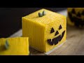 Halloween cake & sweets / Pumpkin and white chocolate cube style Mont Blanc cake