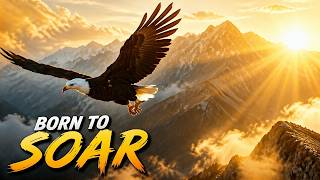 Wings spread wide: eagle riding mountain updrafts