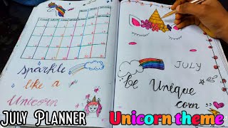 ?July planner,bullet journal malayalam,dairy,planner,july study planner,unicorn planner diy,homemade
