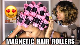 Magnetic Hair Roller Set On Natural Hair | Silky Soft Curls?