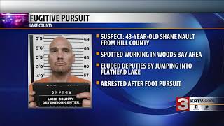 Hill County fugitive arrested after jumping into lake