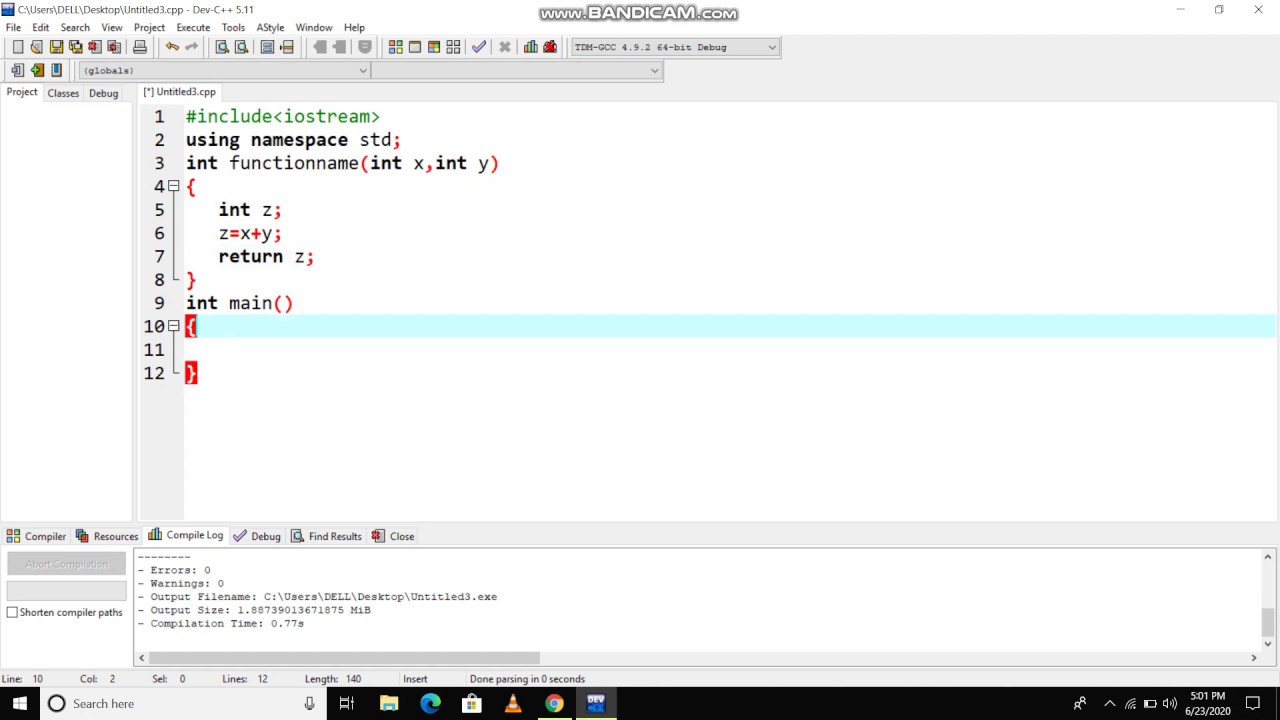 Functions in c return value of functions youtube