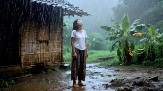 Dawn Fırtına Yolculuğu ⛈️ Sessiz Köyde Yalnız Yol boyunca Sabah Yağmuru | Sinematik ortam gezisi