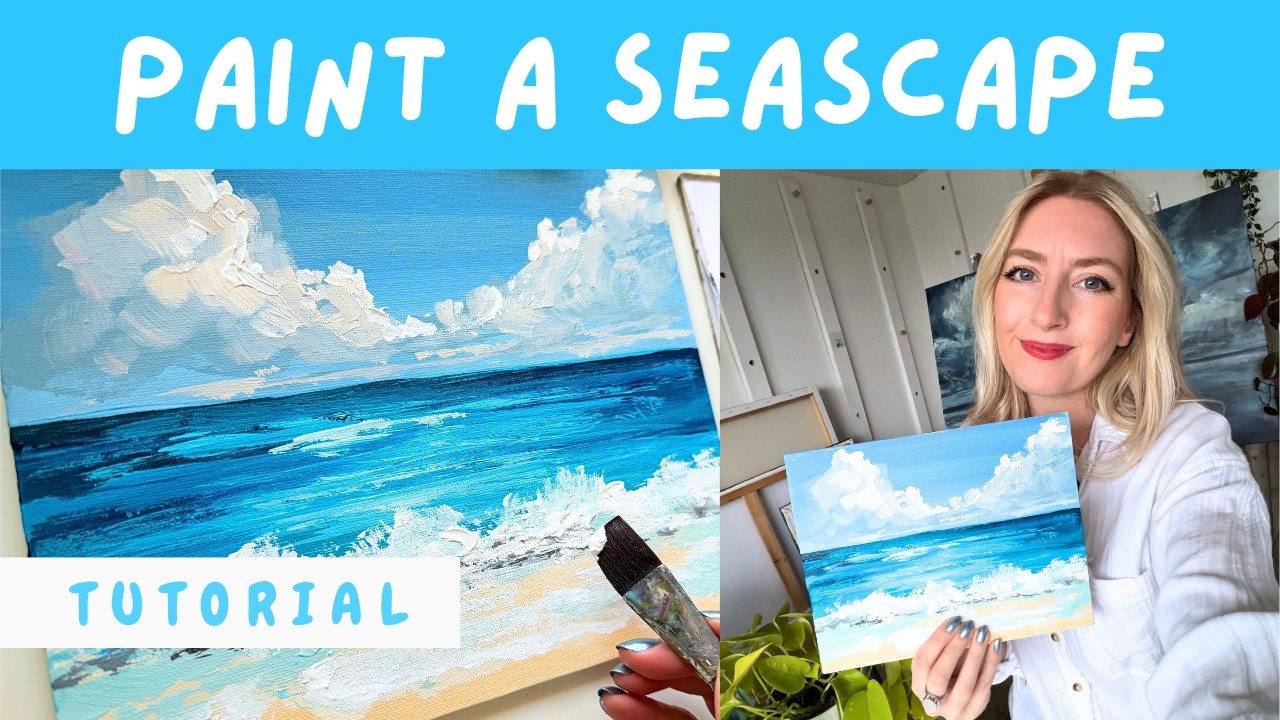 Easy Ocean Painting Tutorial Acrylics [Paint Seascape Step by Step]