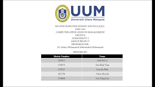 STID 1103 COMPUTER APPLICATION IN MANAGEMENT