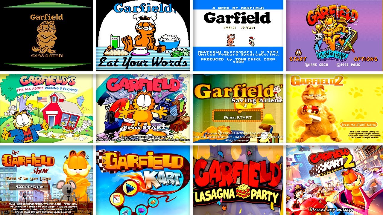 Вступительный экран игры «Эволюция Гарфилда» (1983–2025)