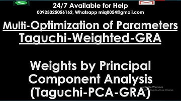 Taguchi Weighted Grey Relational Analysis (GRA) | Weights by Principal Component Analysis | PCA-GRA