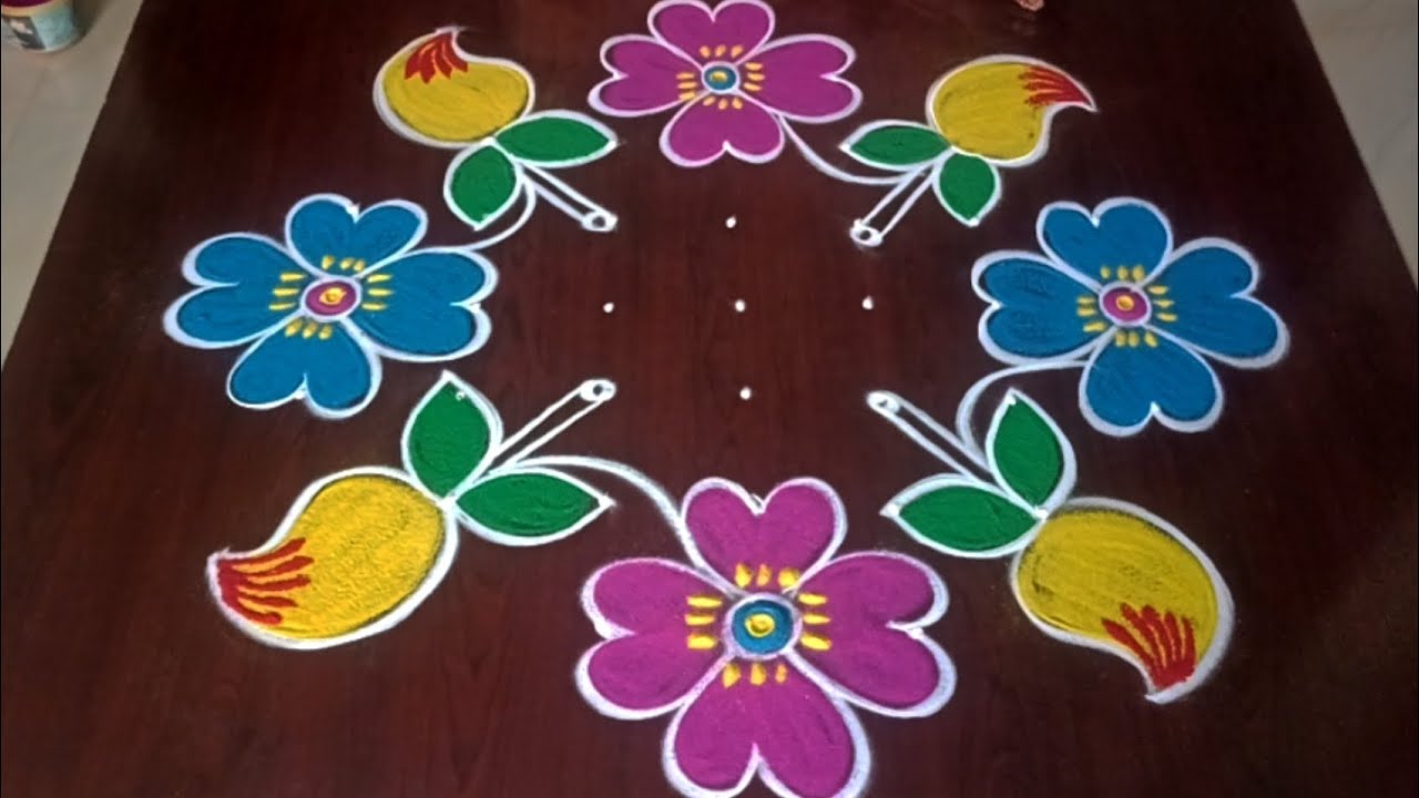 Ugadi rangoli designs🪔 beautifull 7*3*3 dots ugadi Mango 🥭🥭🥭 Rangolis 