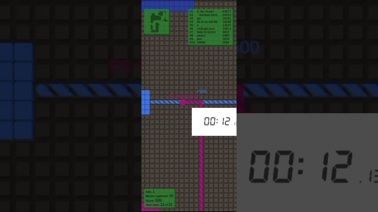 1,000 Captured Blocks in 00:22.640 by K_the_2nd - Splix.io - Speedrun