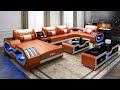 Omont modern leather sectional with console  futuristic furniture