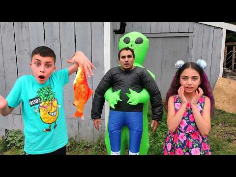 Heidi & Zidane vs Fish & Alien 👽 Fun Challenge for Kids