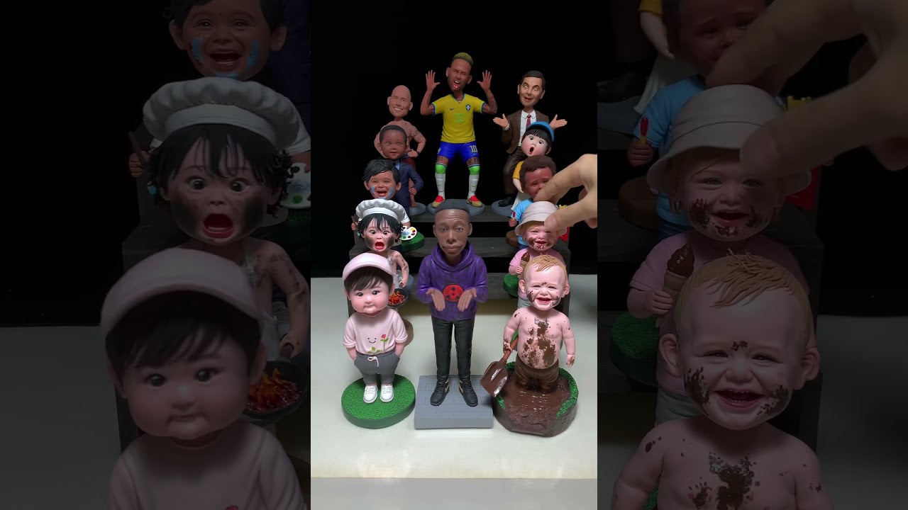 The Fun Never Ends With Handmade Clay Bobbleheads Shaking In Joy 