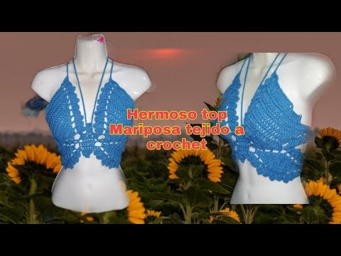 Crop Top Mariposa a crochet todas las tallas🦋 - YouTube